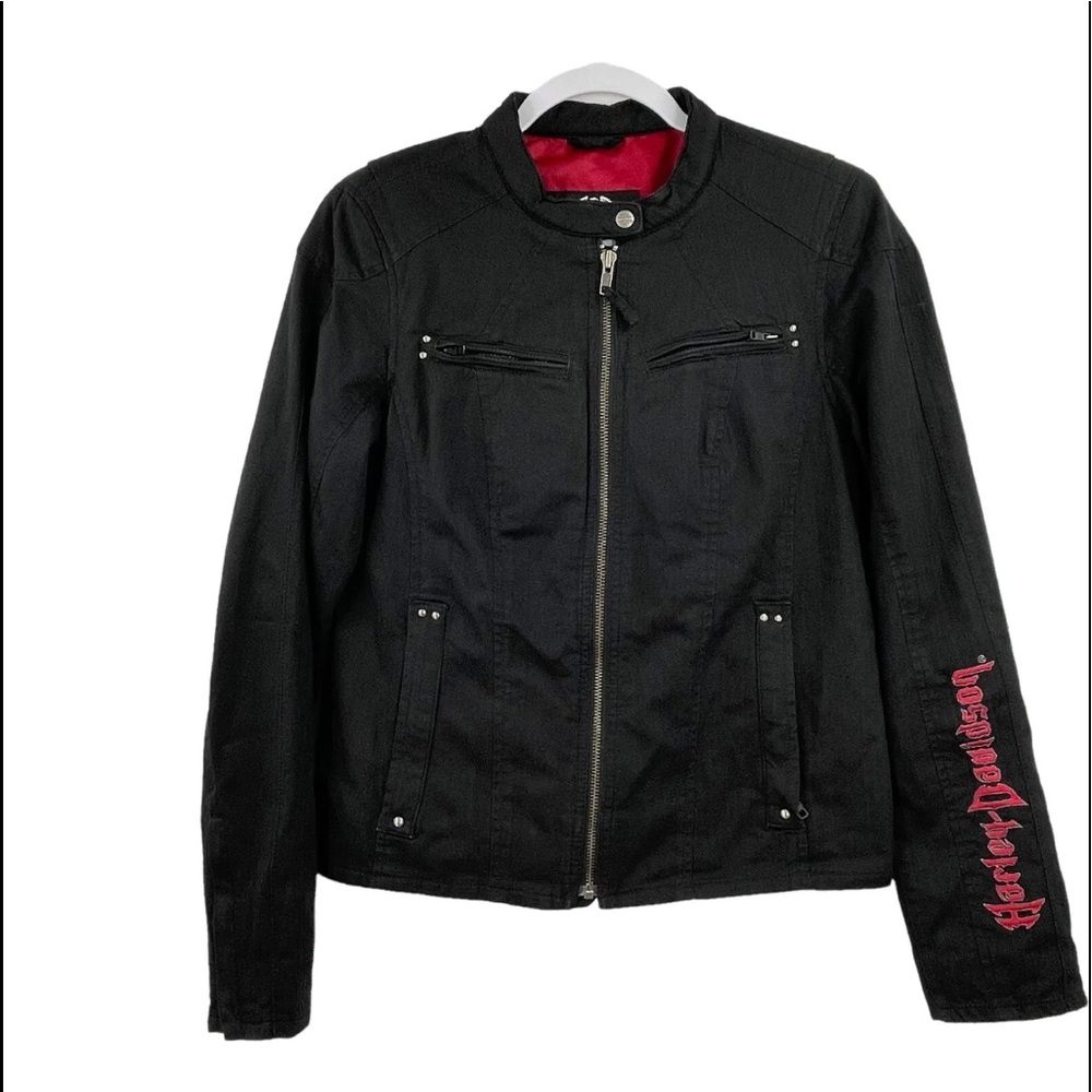 Harley Davidson Road Angel 100% Cotton Women's Jacket Black Hot Pink Small